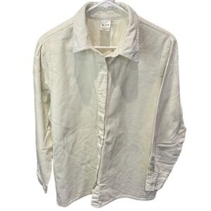 Blair Corduroy Button Down Shirt Top Cream Long Sleeve Medium